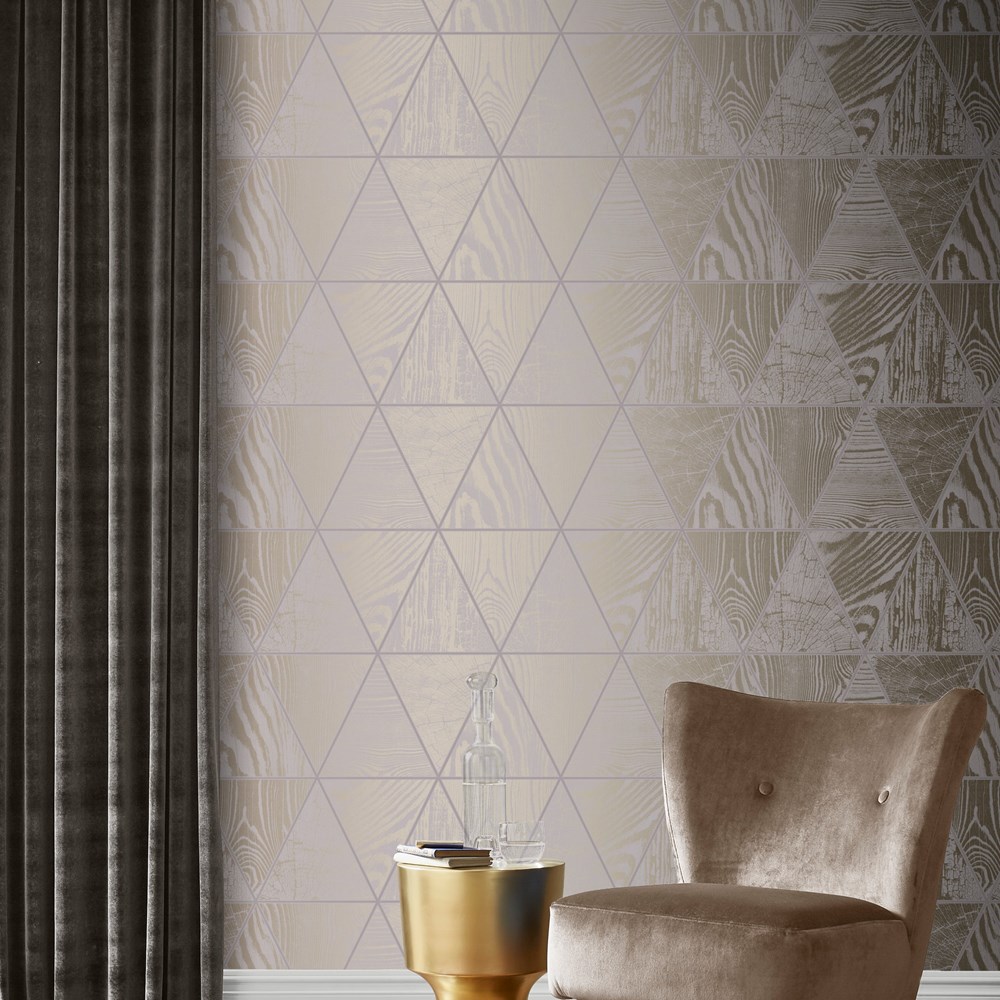 Geo Grain Ash Wallpaper 105242 by Graham & Brown in Gold Neutral